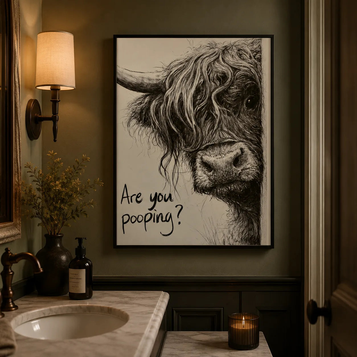 Highland Cow Are You Pooping Wall Art Decor - Wall Art Decor - lifestyle