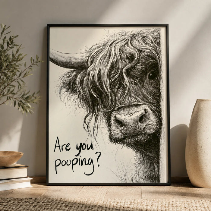 Highland Cow Are You Pooping Wall Art Decor