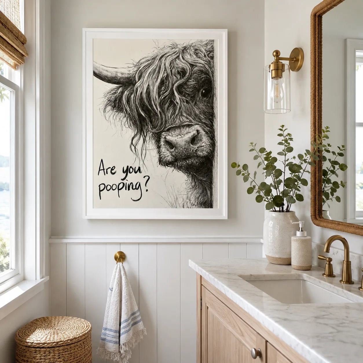 Highland Cow Are You Pooping Wall Art Decor - Wall Art Decor - styled