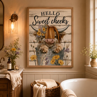 Highland Cow Hello Sweet Cheeks Wall Art Decor - Wall Art Decor - lifestyle