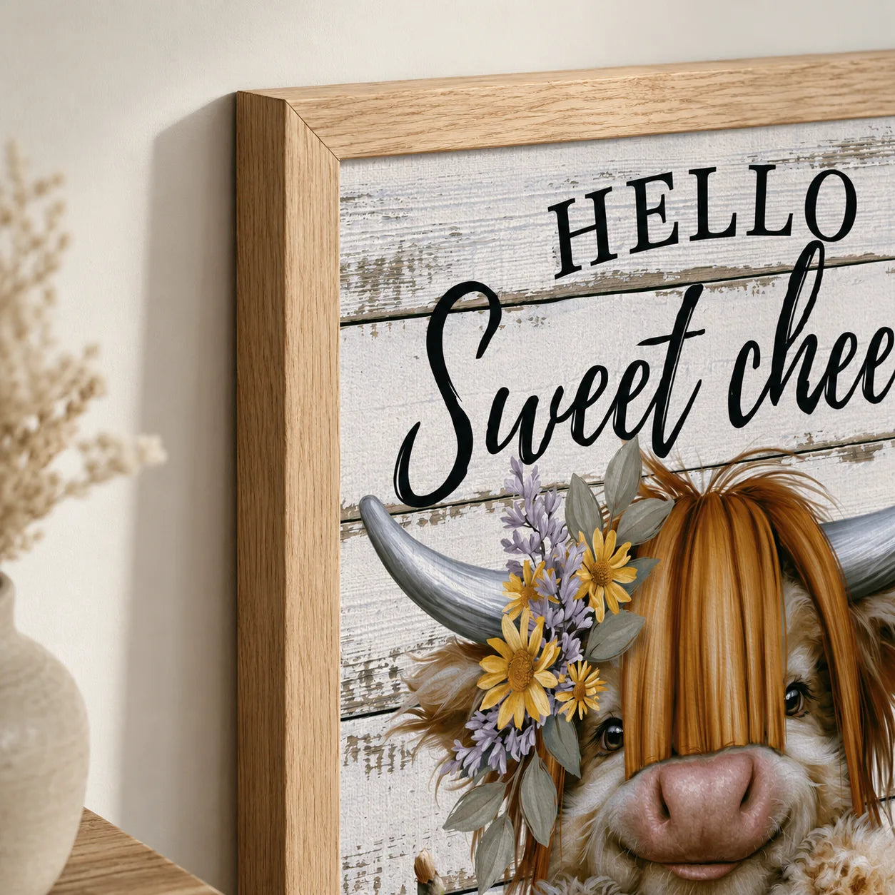 Highland Cow Hello Sweet Cheeks Wall Art Decor - Wall Art Decor - packaging