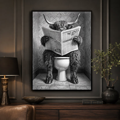 Highland Cow on the Throne Wall Art Decor preview 10