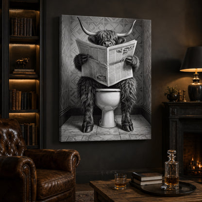 Highland Cow on the Throne Wall Art Decor preview 11