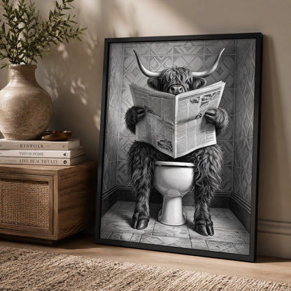 Highland Cow on the Throne Wall Art Decor preview 2