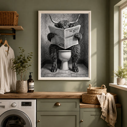 Highland Cow on the Throne Wall Art Decor preview 4