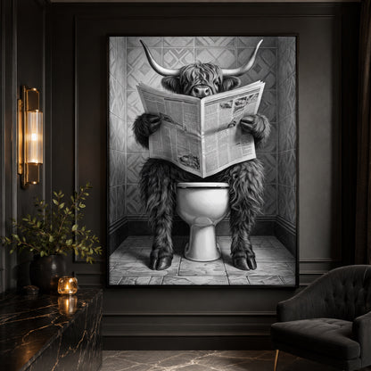 Highland Cow on the Throne Wall Art Decor preview 6