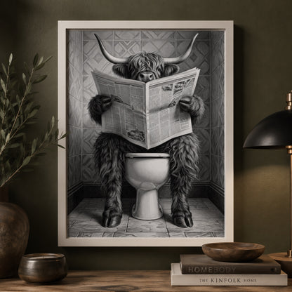 Highland Cow on the Throne Wall Art Decor preview 7
