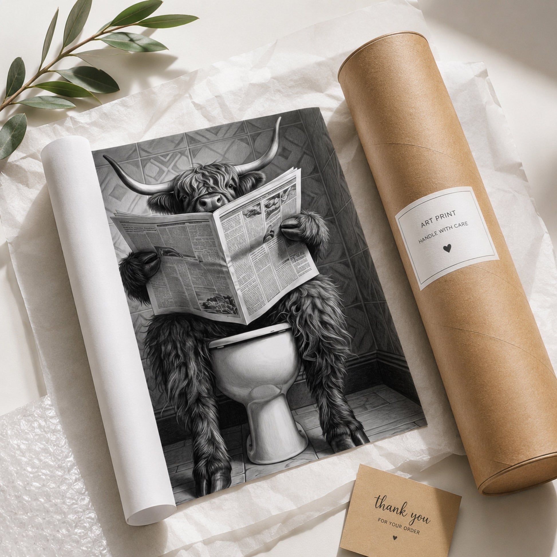 Highland Cow on the Throne Wall Art Decor preview 9