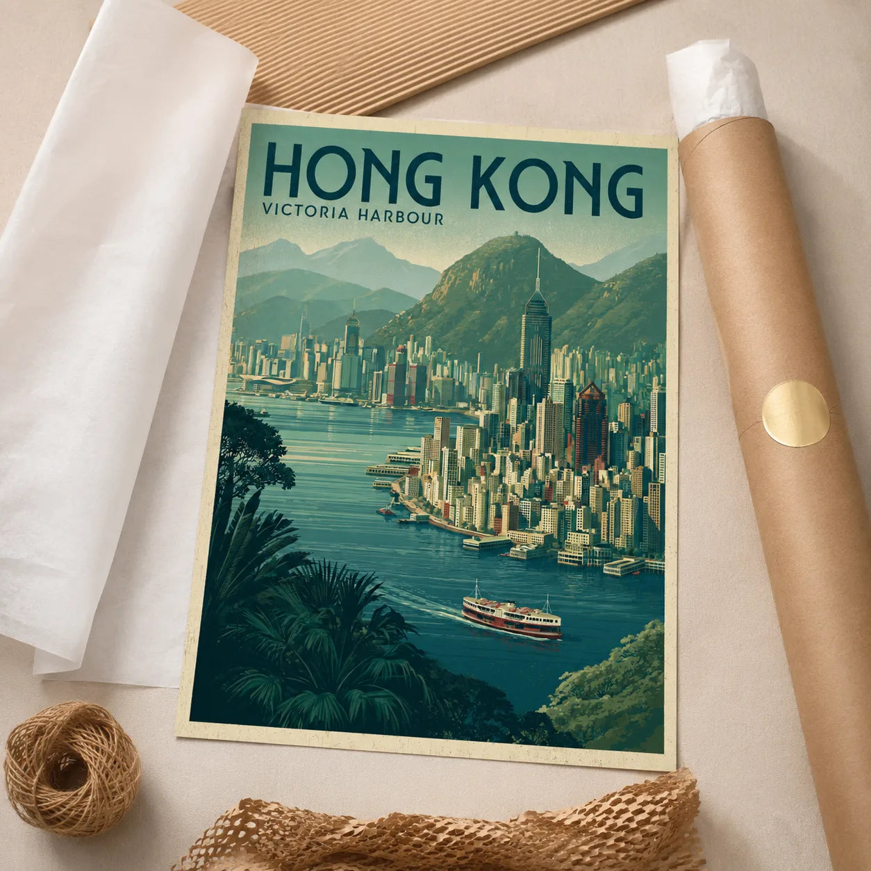 Hong Kong Victoria Harbour Wall Art Decor - Wall Art Decor - back view