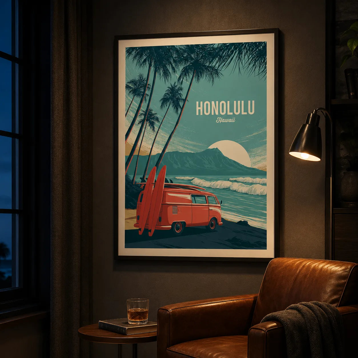 Honolulu Hawaii Surf Van Wall Art Decor - Wall Art Decor - lifestyle