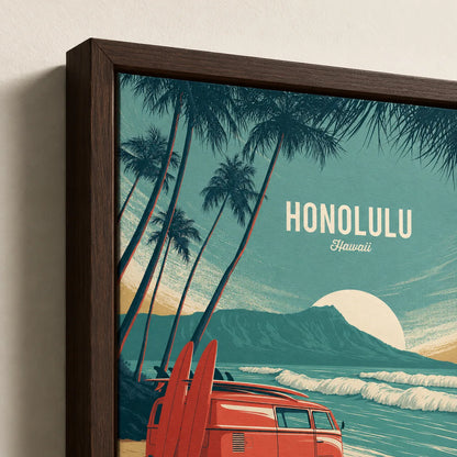 Honolulu Hawaii Surf Van Wall Art Decor - Wall Art Decor - packaging
