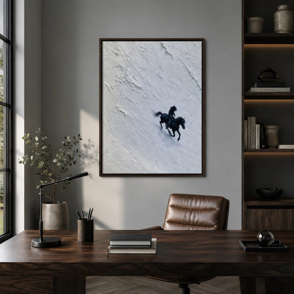 Horse Riders in Snow Wall Art Decor