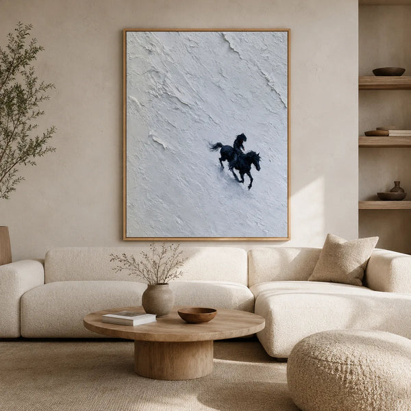 Horse Riders in Snow Wall Art Decor