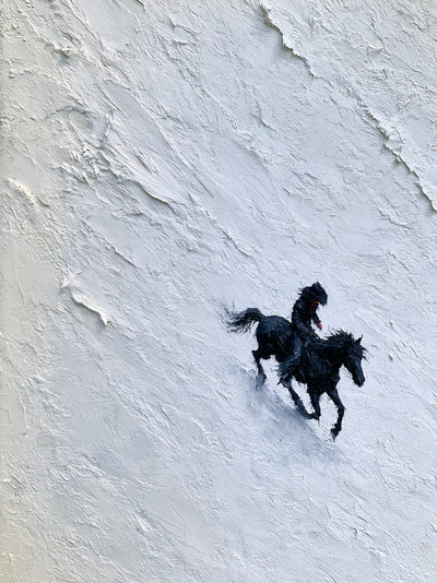 Horse Riders in Snow Wall Art Decor