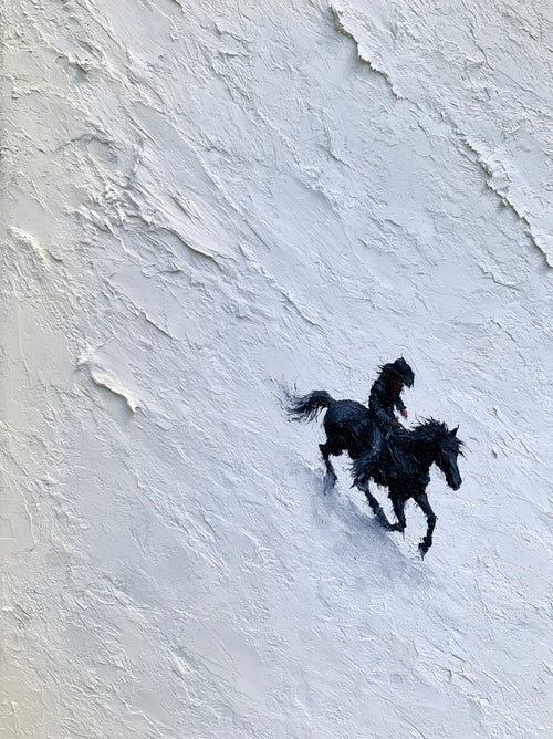 Horse Riders in Snow Wall Art Decor