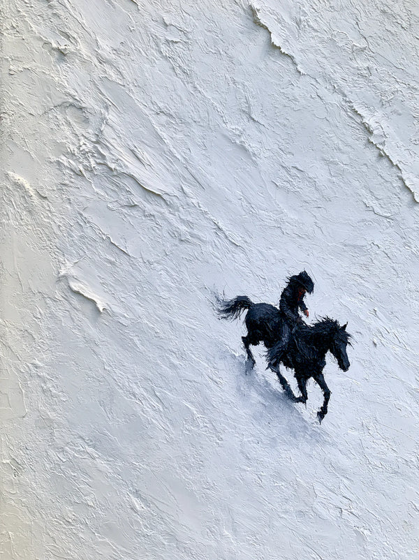 Horse Riders in Snow Wall Art Decor