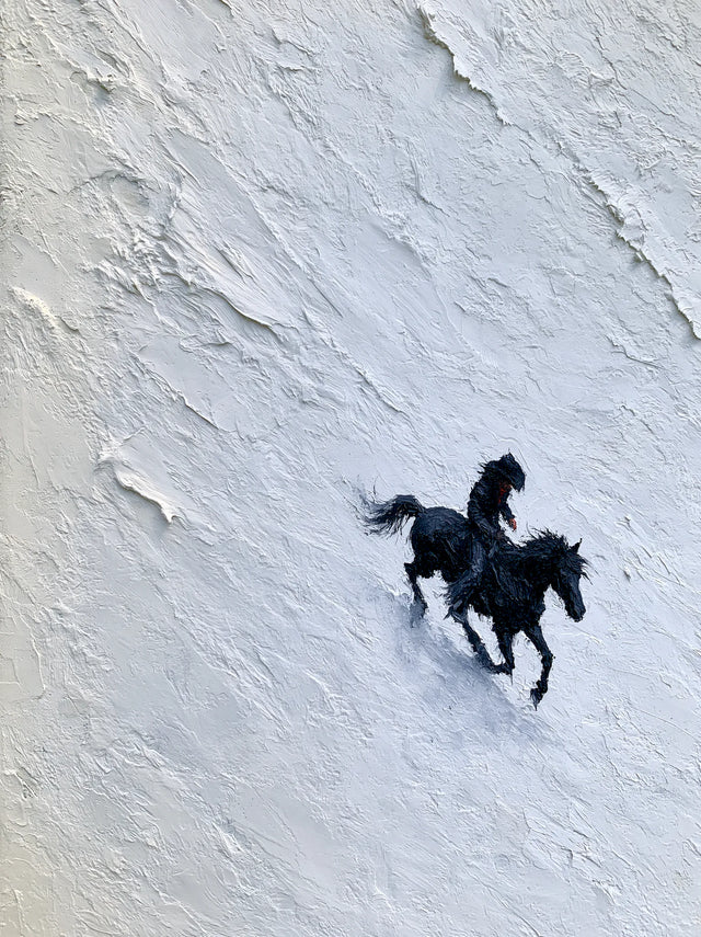 Horse Riders in Snow Wall Art Decor