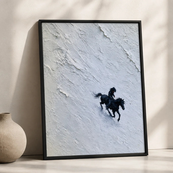 Horse Riders in Snow Wall Art Decor