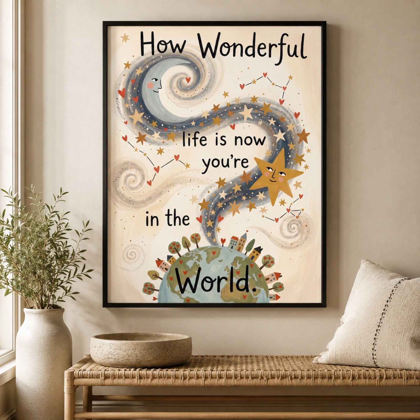 How Wonderful Life Is Celestial Nursery Wall Art Decor – preview 3