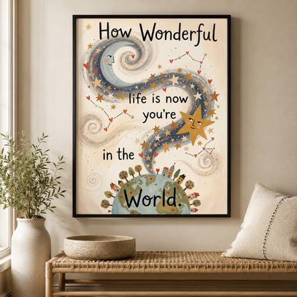 How Wonderful Life Is Celestial Nursery Wall Art Decor – preview 3