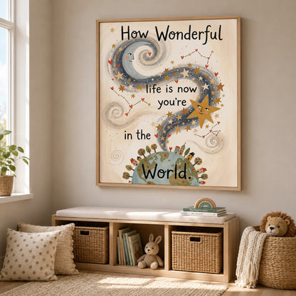 How Wonderful Life Is Celestial Nursery Wall Art Decor – preview 9