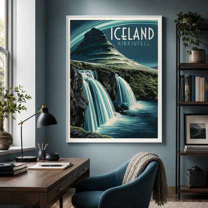 Iceland Kirkjufell Waterfall Wall Art Decor - Wall Art Decor - alternate angle