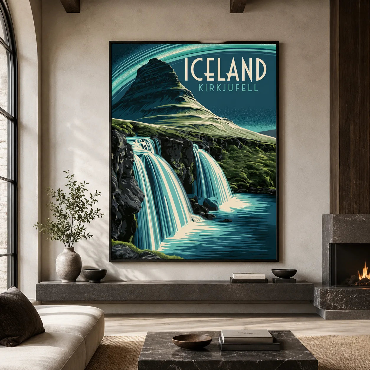 Iceland Kirkjufell Waterfall Wall Art Decor - Wall Art Decor - close up