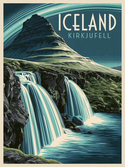 Iceland Kirkjufell Waterfall Wall Art Decor - Wall Art Decor - front view