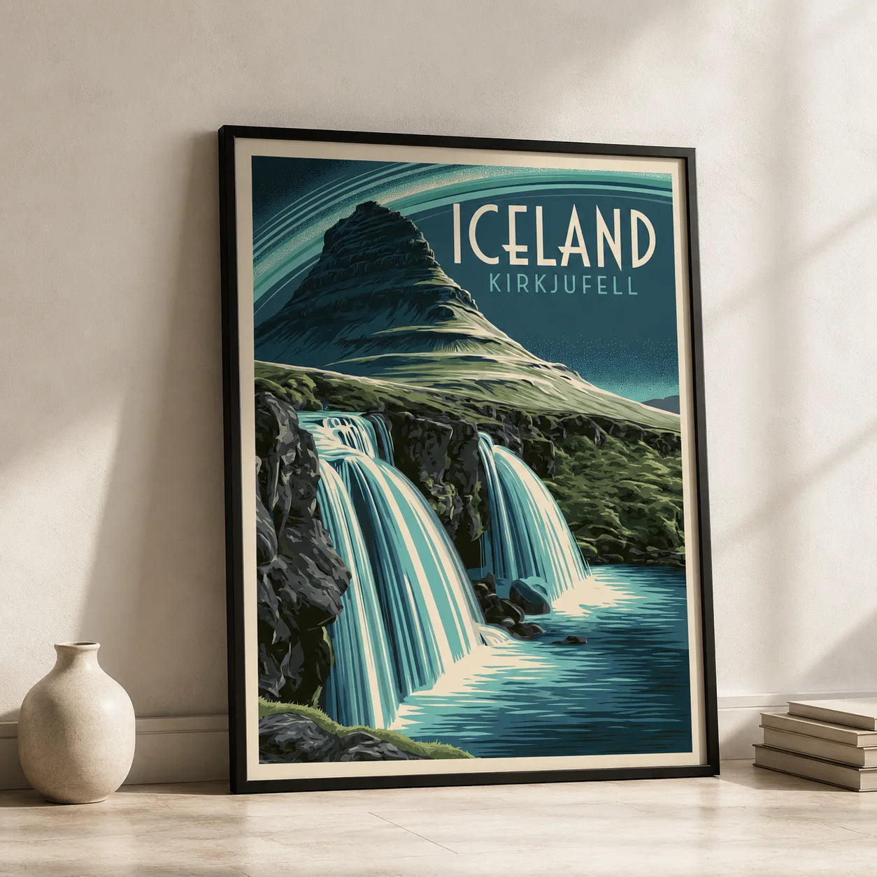 Iceland Kirkjufell Waterfall Wall Art Decor - Wall Art Decor - side view