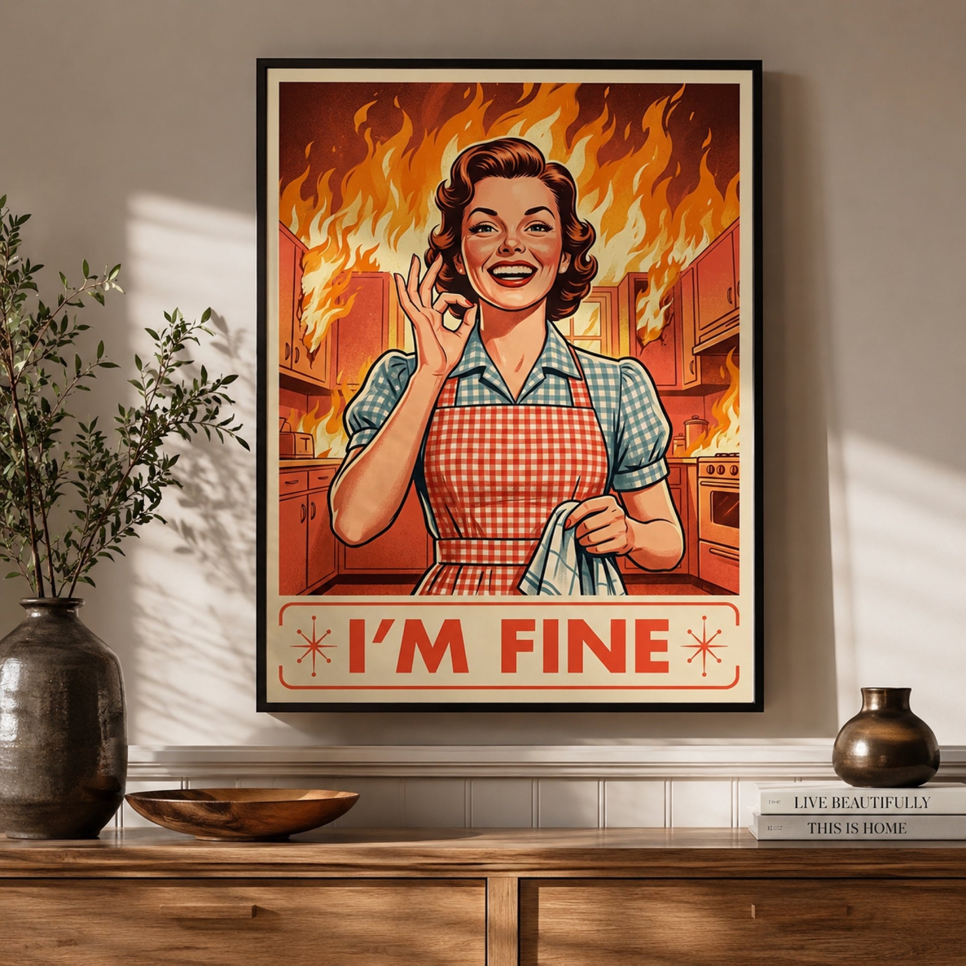 I'm Fine Burning Kitchen Wall Art Decor preview 10