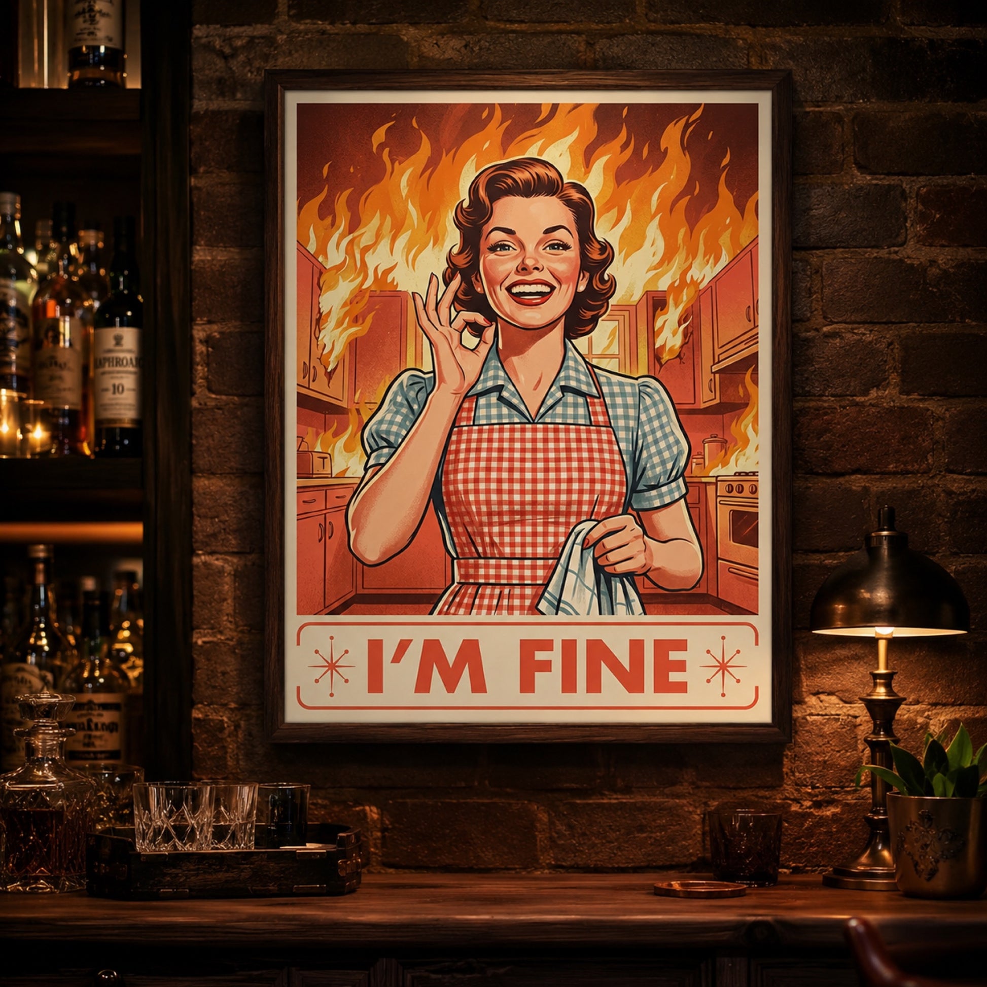 I'm Fine Burning Kitchen Wall Art Decor preview 11