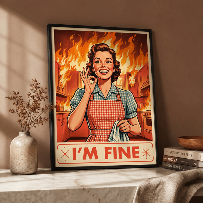 I'm Fine Burning Kitchen Wall Art Decor