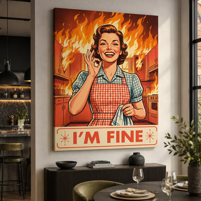 I'm Fine Burning Kitchen Wall Art Decor preview 6