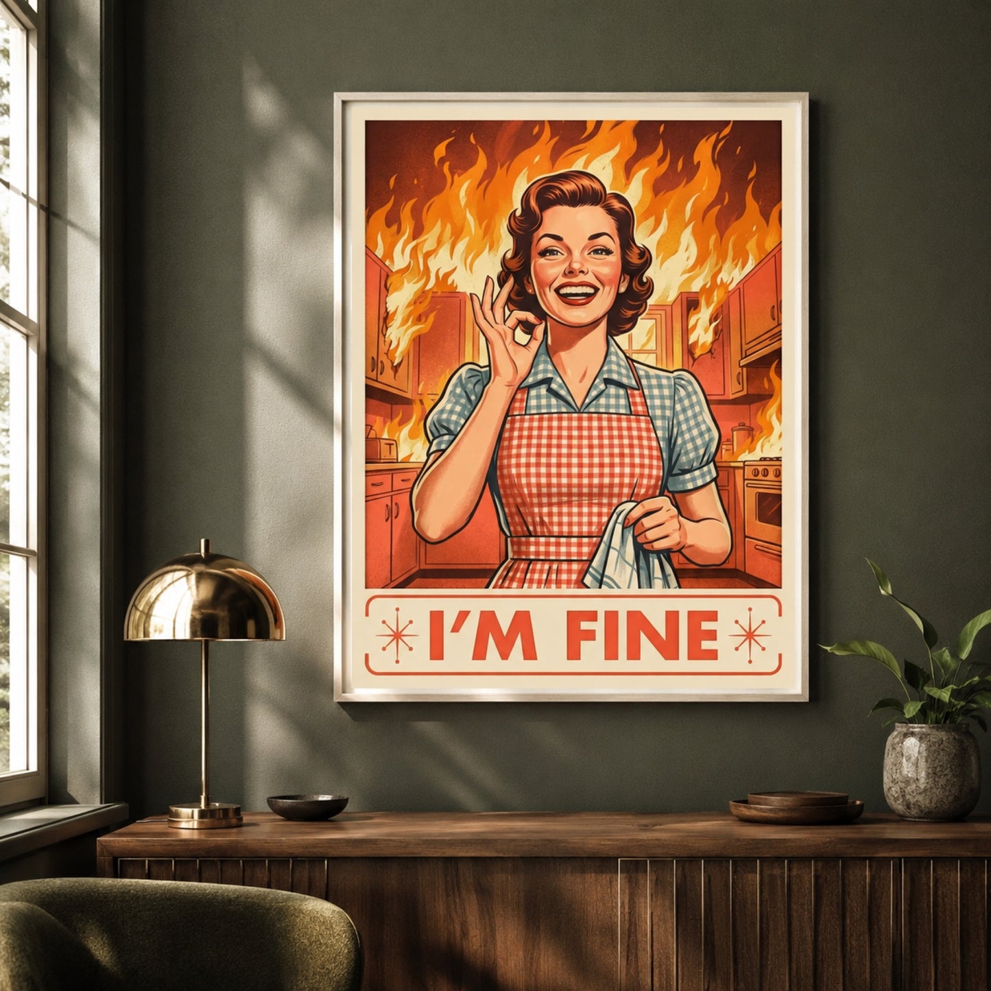 I'm Fine Burning Kitchen Wall Art Decor preview 7