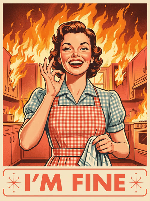 I'm Fine Burning Kitchen Wall Art Decor