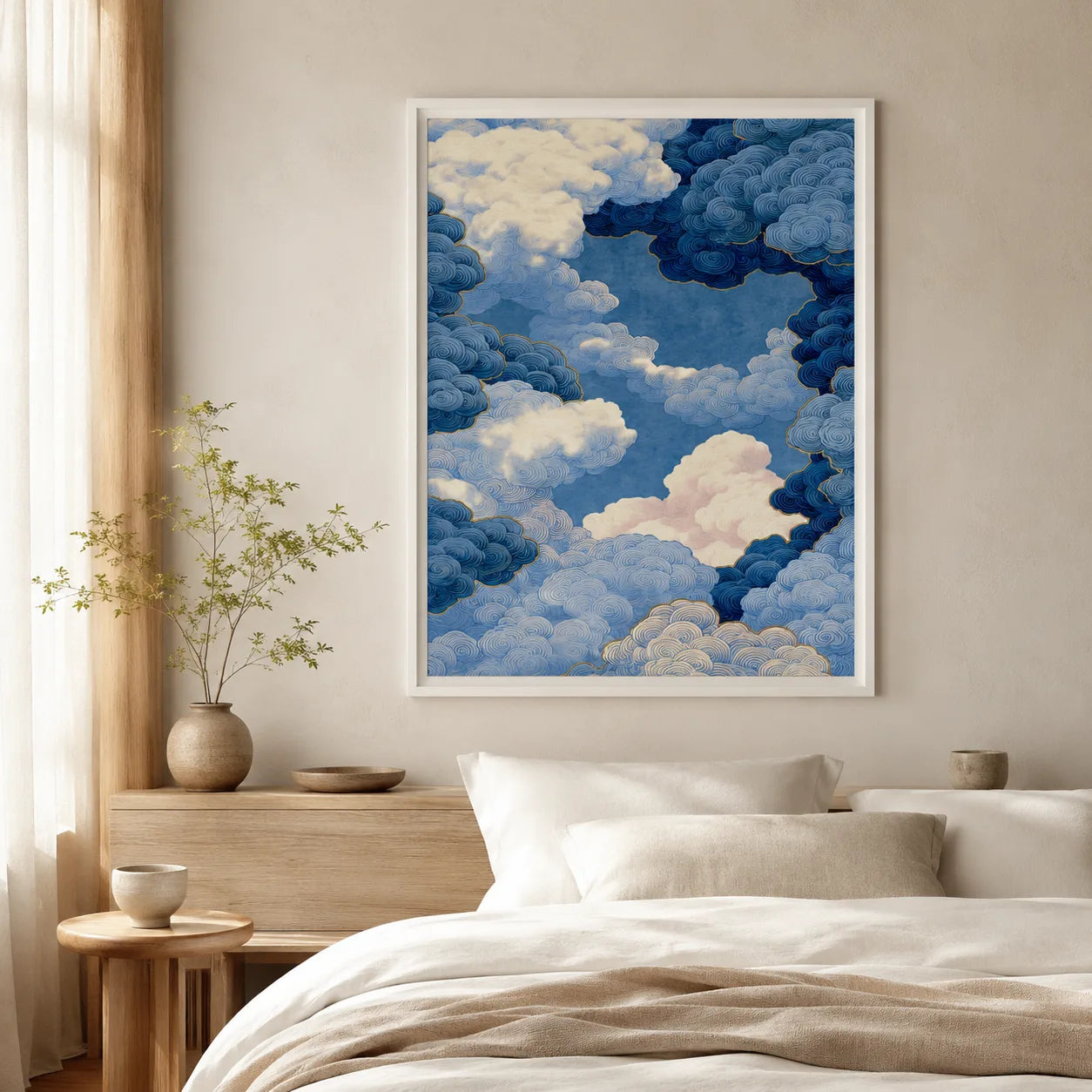 Indigo Swirling Clouds Wall Art Decor - Wall Art Decor - detail