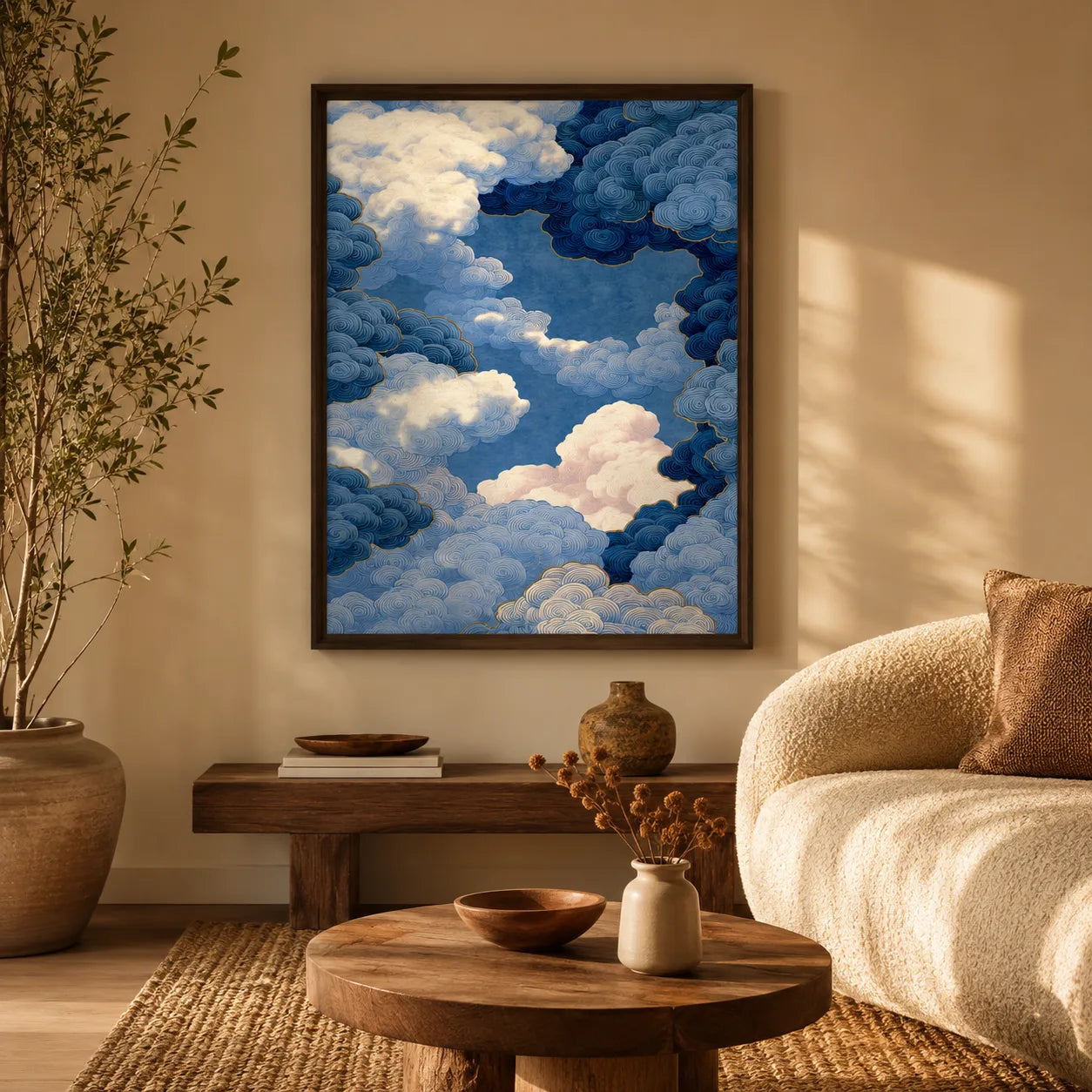 Indigo Swirling Clouds Wall Art Decor - Wall Art Decor - in use