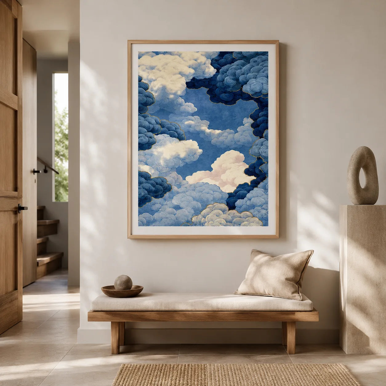 Indigo Swirling Clouds Wall Art Decor - Wall Art Decor - styled