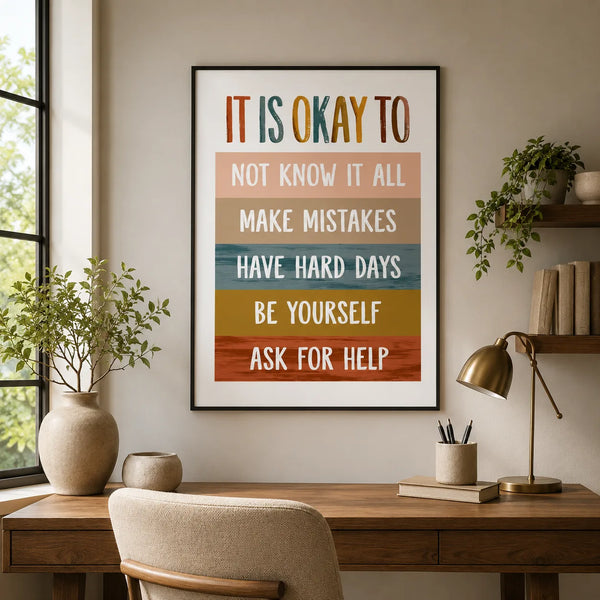 It Is Okay Self Acceptance Wall Art Decor