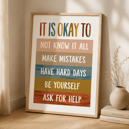 It Is Okay Self Acceptance Wall Art Decor - Wall Art Decor - side view
