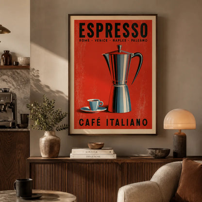 Italian Espresso Moka Pot Wall Art Decor - Wall Art Decor - in use
