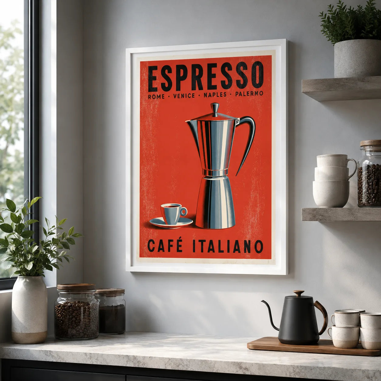 Italian Espresso Moka Pot Wall Art Decor - Wall Art Decor - styled