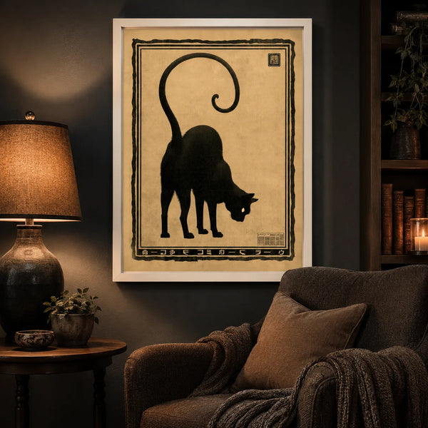 Japanese Black Cat Wall Art Decor