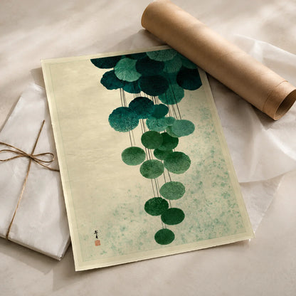 Japanese Cascading Botanicals Wall Art Decor - Wall Art Decor - back view