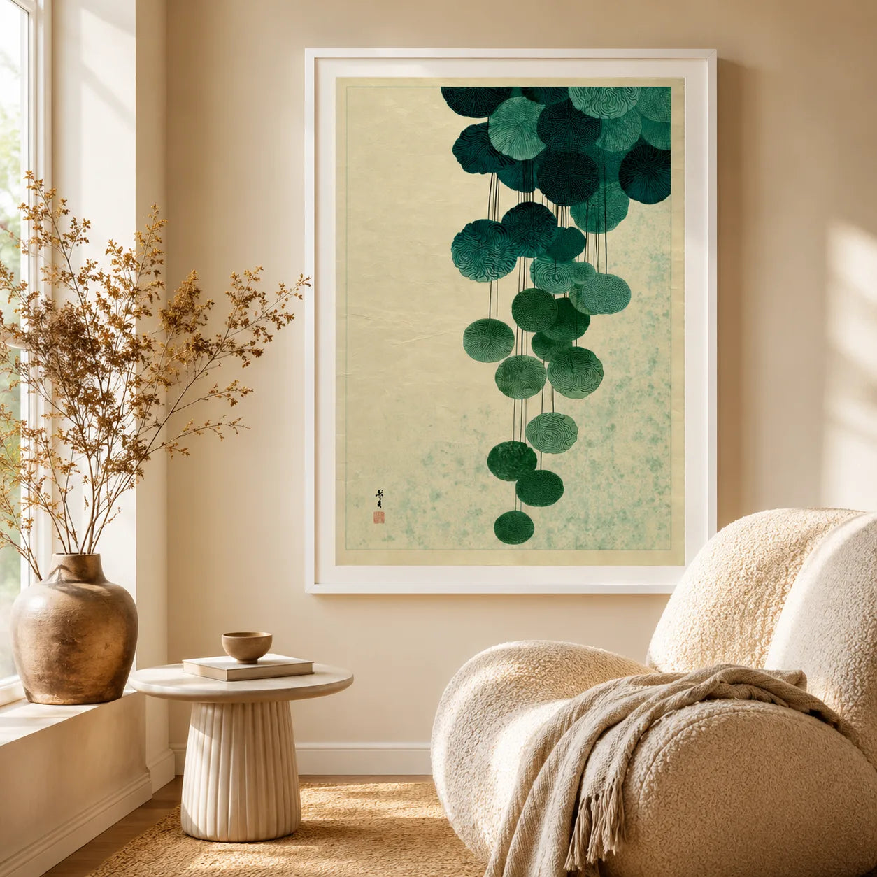 Japanese Cascading Botanicals Wall Art Decor - Wall Art Decor - in use