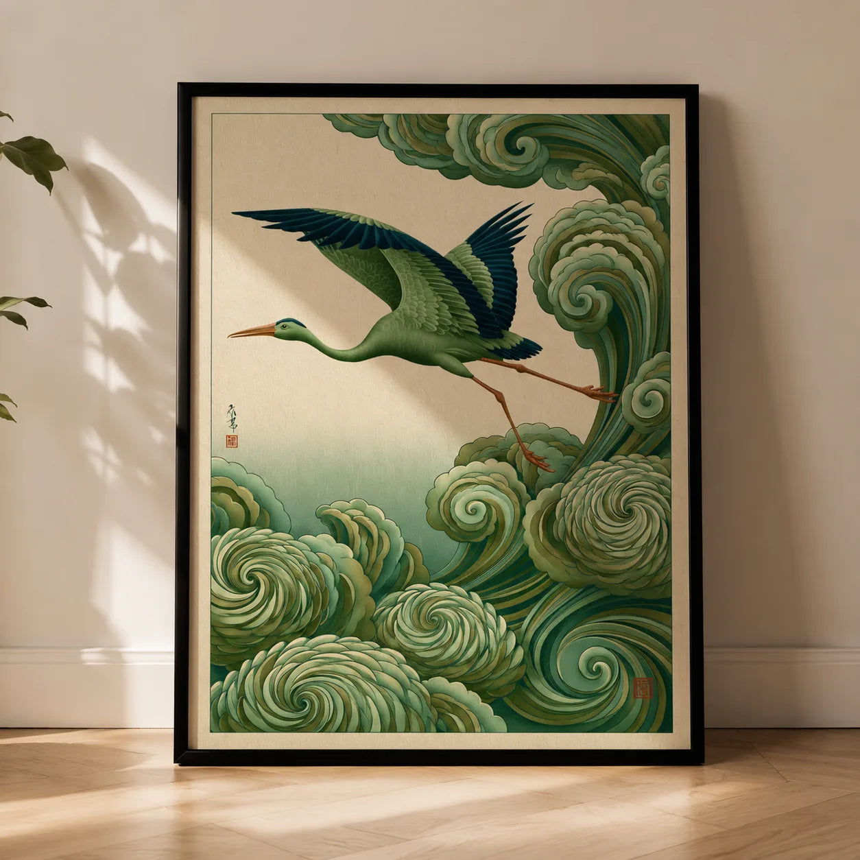Japanese Crane and Waves Wall Art Decor - Wall Art Decor - packaging