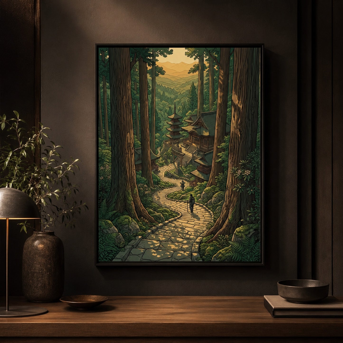 Japanese Forest Temple Path Landscape Wall Art Decor preview 11