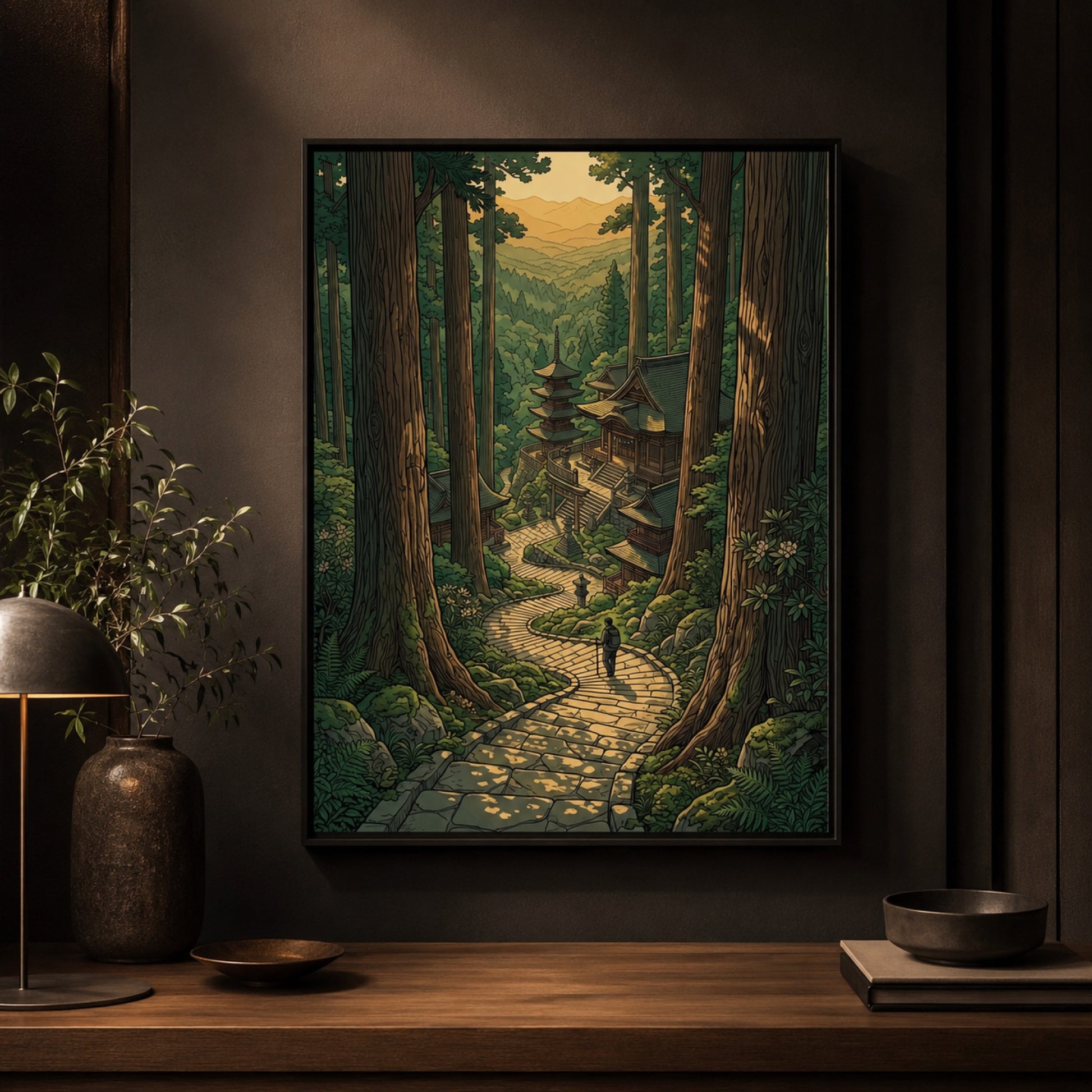 Japanese Forest Temple Path Landscape Wall Art Decor preview 11