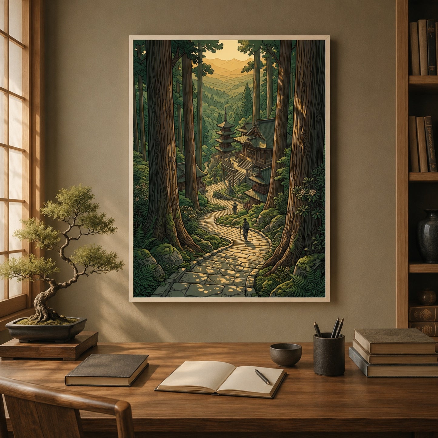 Japanese Forest Temple Path Landscape Wall Art Decor preview 4