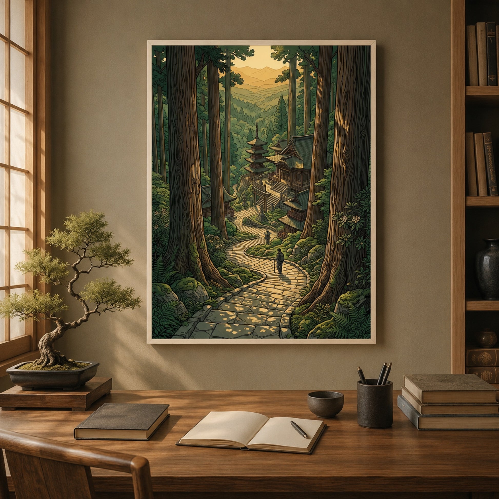 Japanese Forest Temple Path Landscape Wall Art Decor preview 4